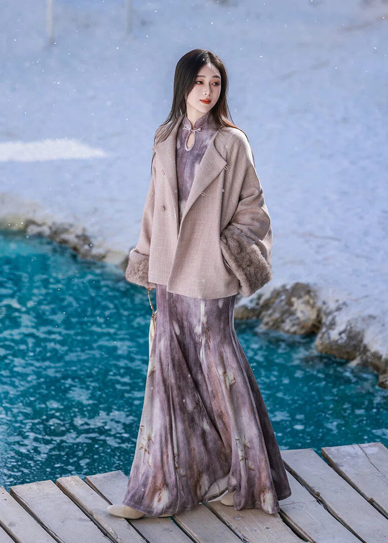 Violet Mist | Modern 2-Piece Qipao Dress (生紫烟)