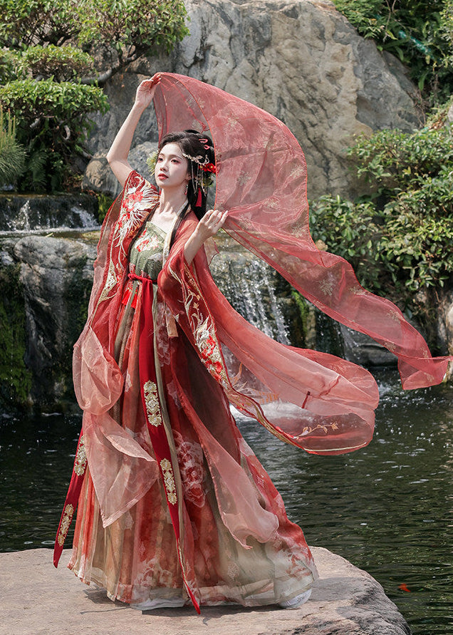 Camellia | 3-Piece Embroidered Hanfu (簪红)