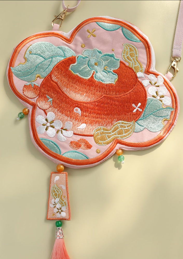 Persimmon | Red Embroidered Purse
