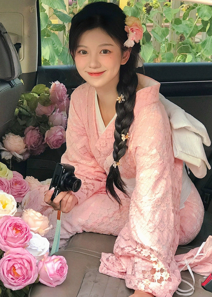 Sakura Bloom | 3-Piece Lace Asian Kimono (樱落)