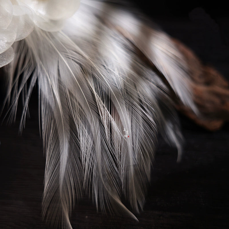 Pluma | Horquilla con plumas florales de 3 colores (翎羽)