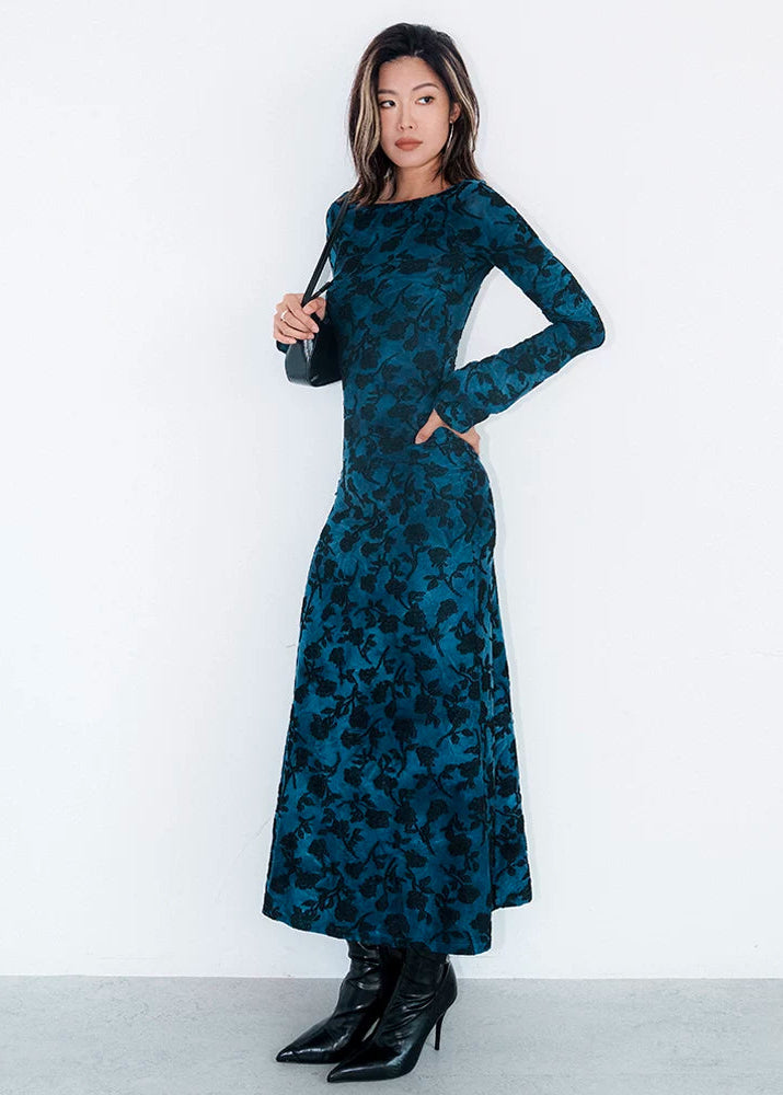 Blue Night | Modern Maxi Qipao Dress (蓝调之夜)