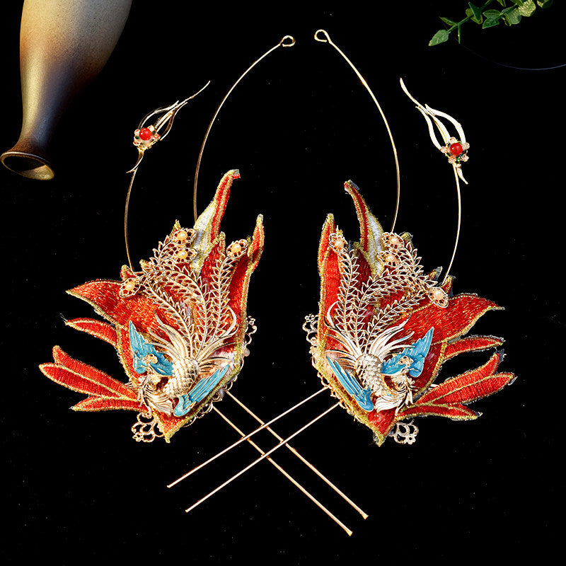 Azure Phoenix | Feathered Crown & Hair Accessories Set (青鸾神女)