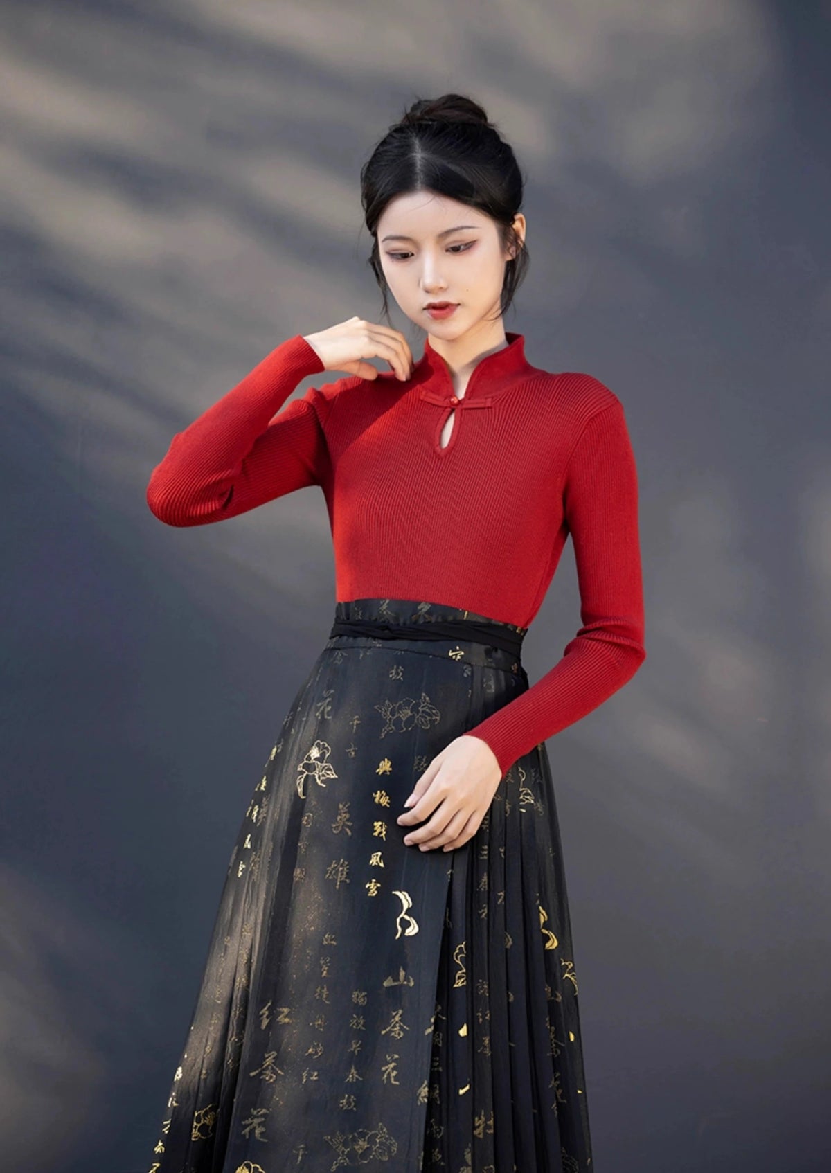 Jade | 9-Colors Mandarin Collar Ribbed Knit Top (落玉盘)