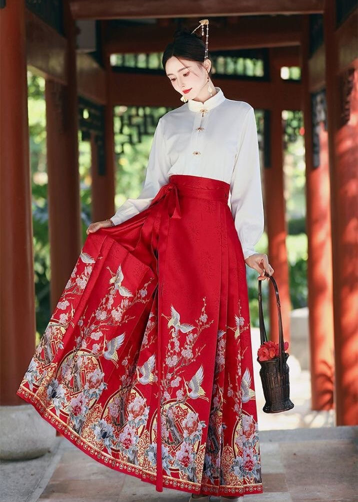 Crane Dance | 2-Piece Plus Ma Mian Skirt Set (鹤舞)