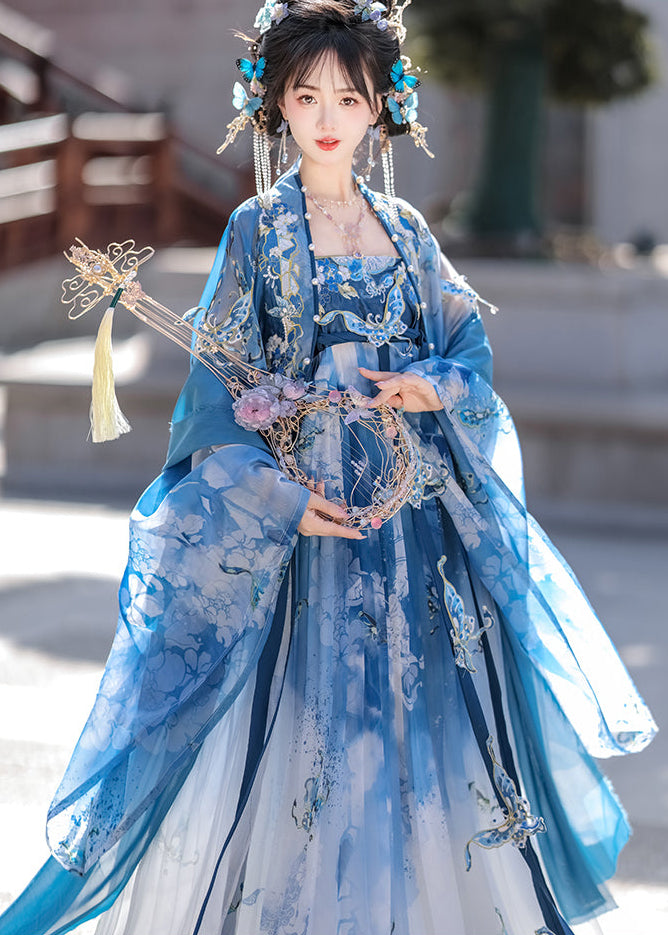 Blue Butterfly | 4-Piece Embroidered Hanfu (瓷碟美人)