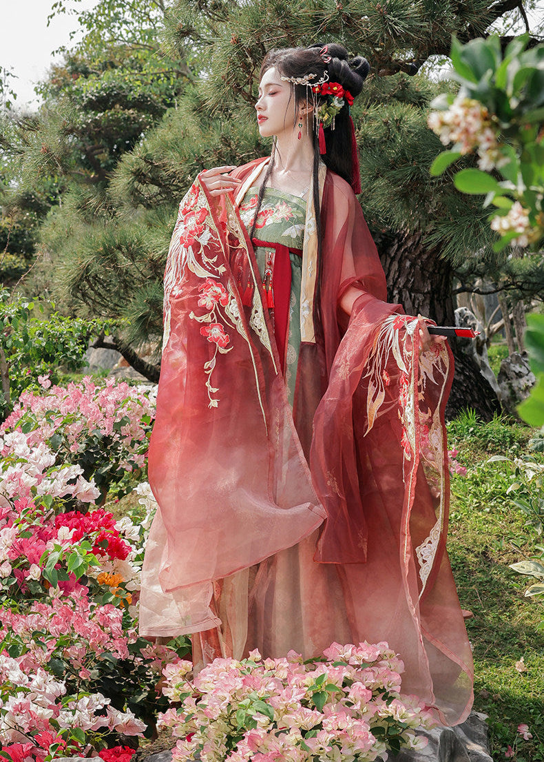 Camellia | 3-Piece Embroidered Hanfu (簪红)