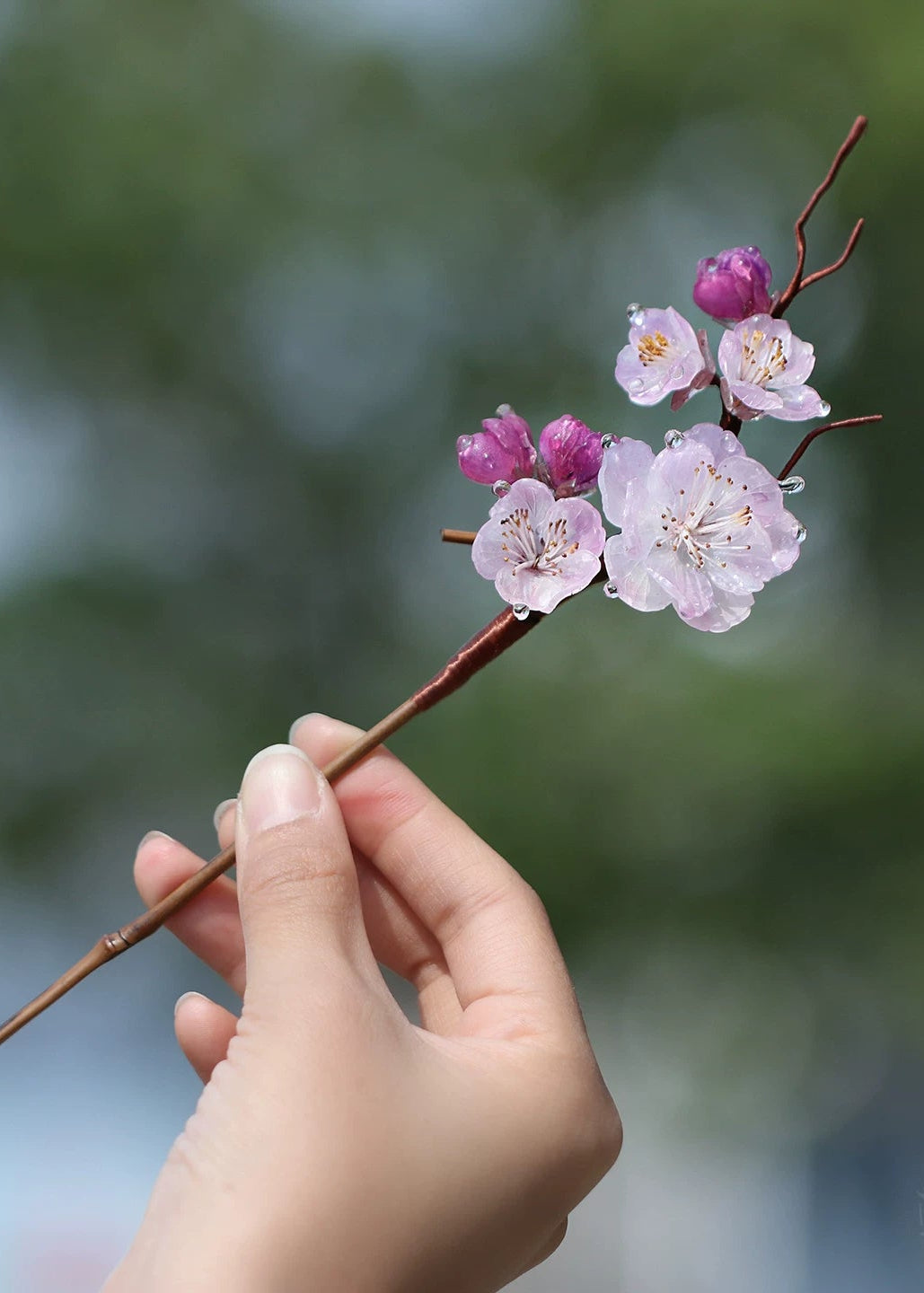 Frosted Plum | 1 Pcs Pink Hairpin (照水朱砂)