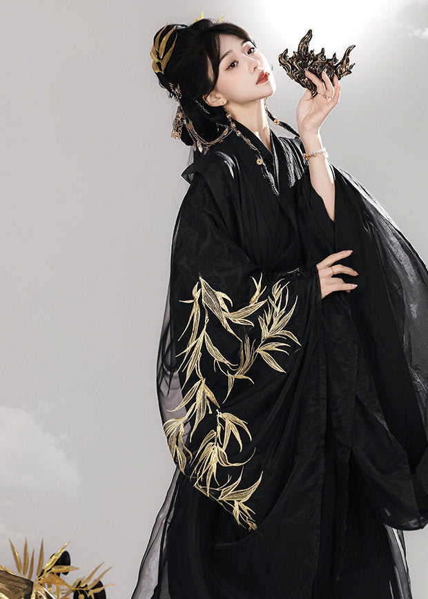 Black Bamboo | 6-Piece Embroidered Hanfu (玉龙赋)