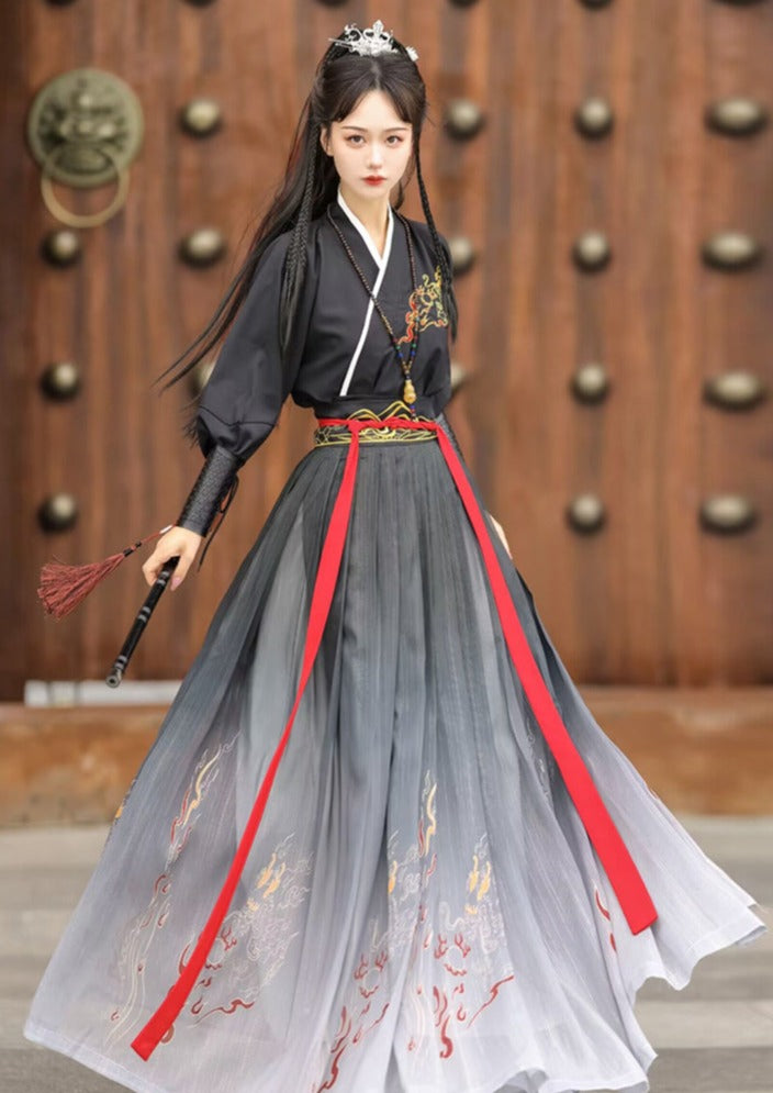 Flame Bird | Unisex 5-Pieces Hanfu Set (惊鸿)