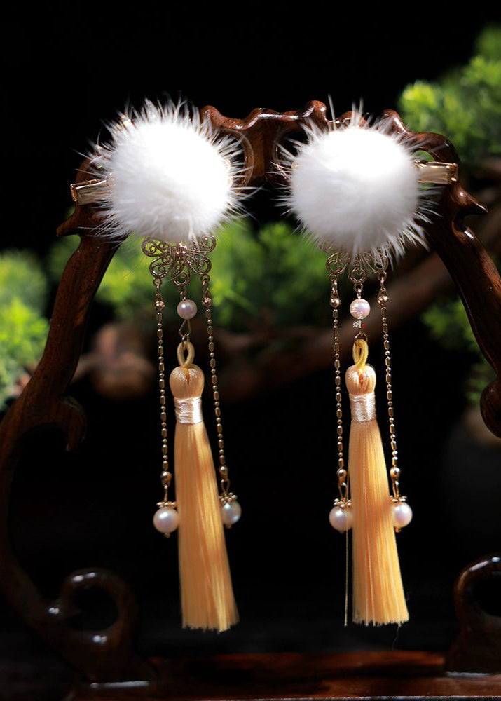 Lunar Snowball | 6 Mink Fur Pom Hair Pieces (雪月)