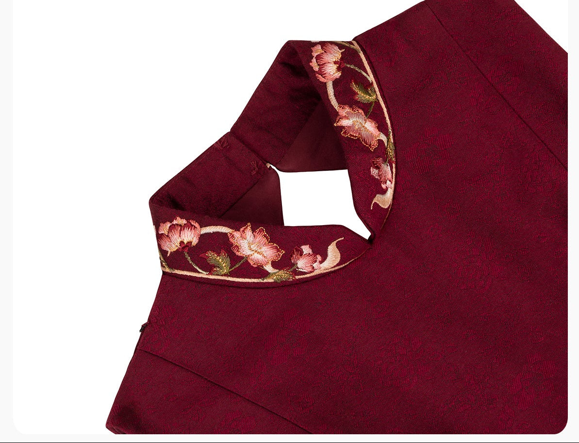 Red Phoenix | Modern 3-Piece Engagement Wedding Dress (丹凤玉露)