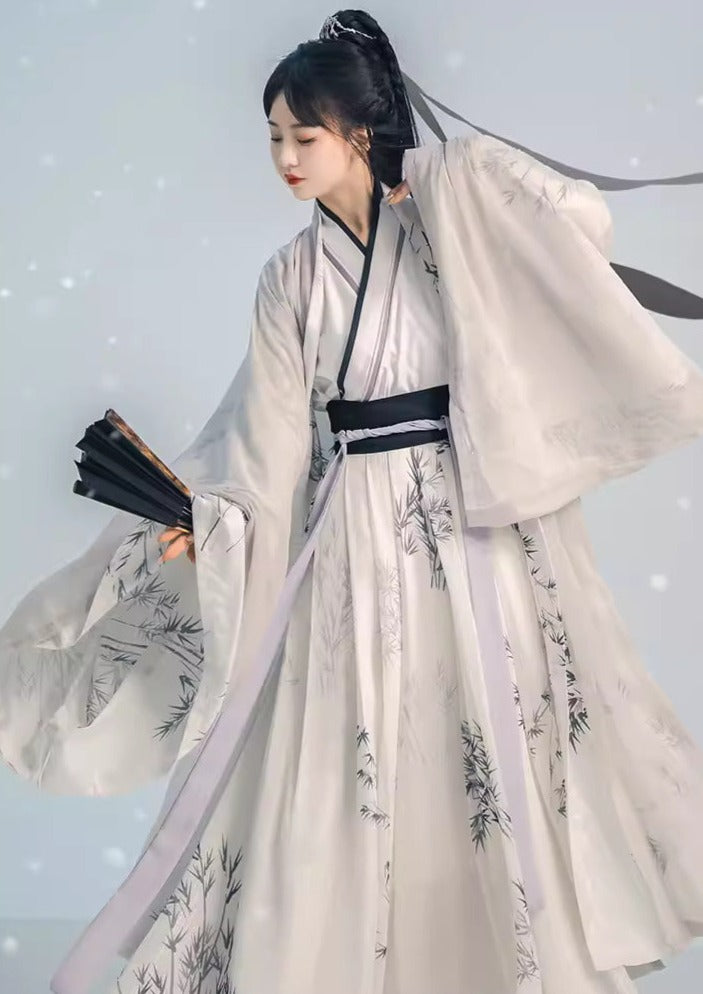 Lluvia de bambú | Conjunto Hanfu unisex de 4 piezas (汐雨莺)