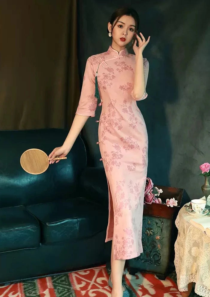 Pink Love | Printed Qipao Dress (粉颜)