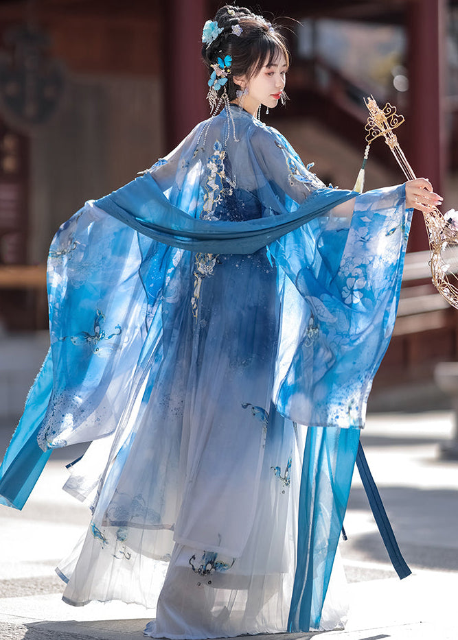 Blue Butterfly | 4-Piece Embroidered Hanfu (瓷碟美人)