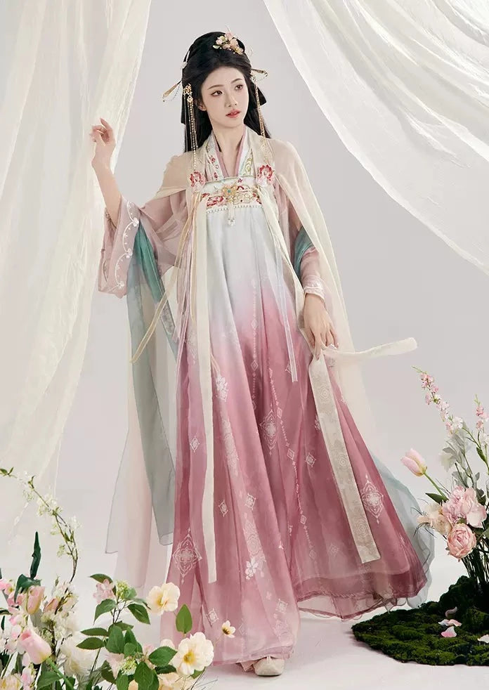 Sweet Peach | 4-Pieces Embroidered Hanfu (桃许春色)