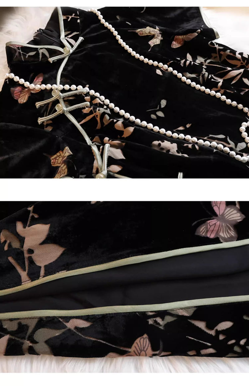 Black Bamboo | Velvet Qipao Dress (黑竹)
