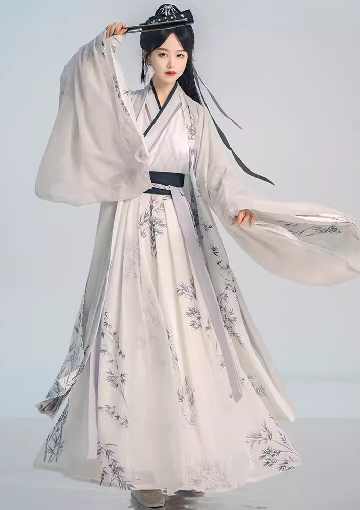 Lluvia de bambú | Conjunto Hanfu unisex de 4 piezas (汐雨莺)
