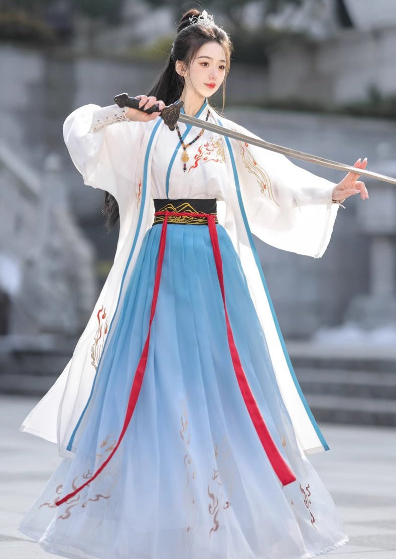 Pájaro de llama | Conjunto Hanfu unisex de 5 piezas (惊鸿)