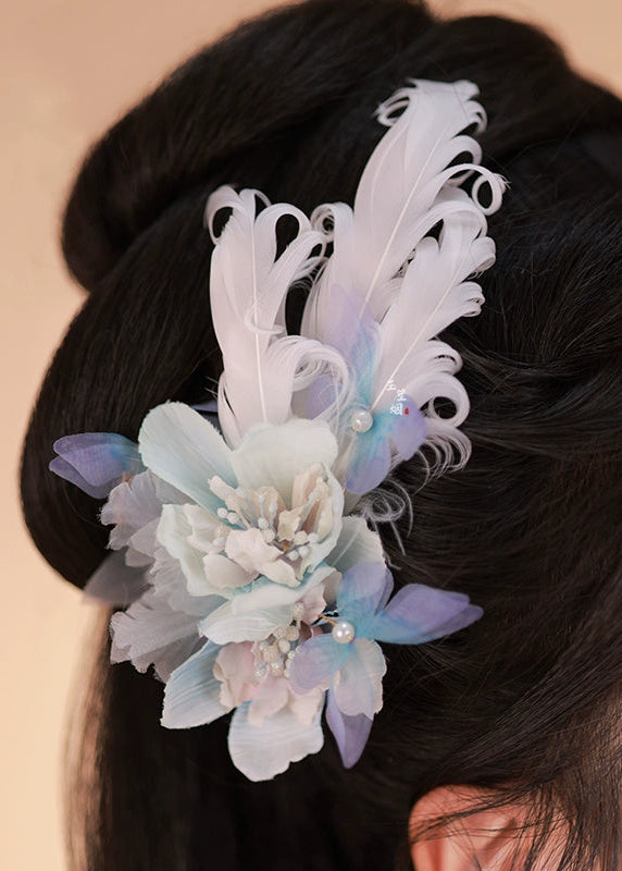 Pluma | Horquilla con plumas florales de 3 colores (翎羽)