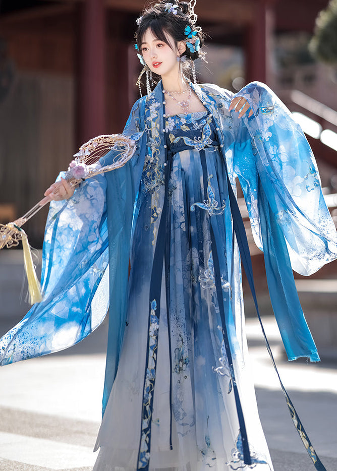 Blue Butterfly | 4-Piece Embroidered Hanfu (瓷碟美人)