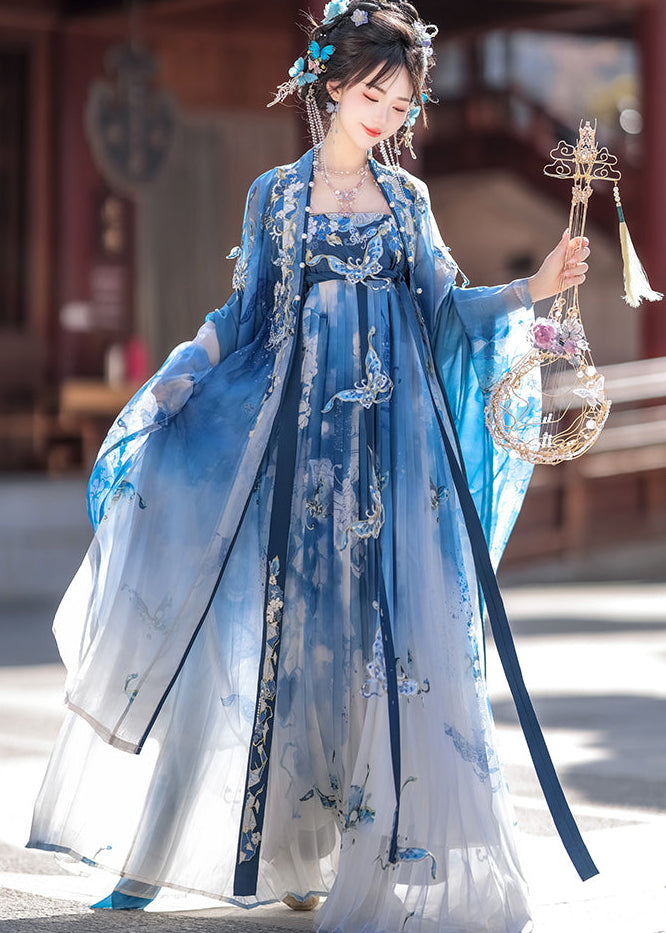 Blue Butterfly | 4-Piece Embroidered Hanfu (瓷碟美人)
