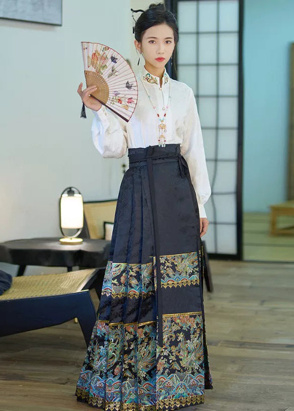 Little Jade | Plus Embroidered Ma Mian Skirt Set (点翠)