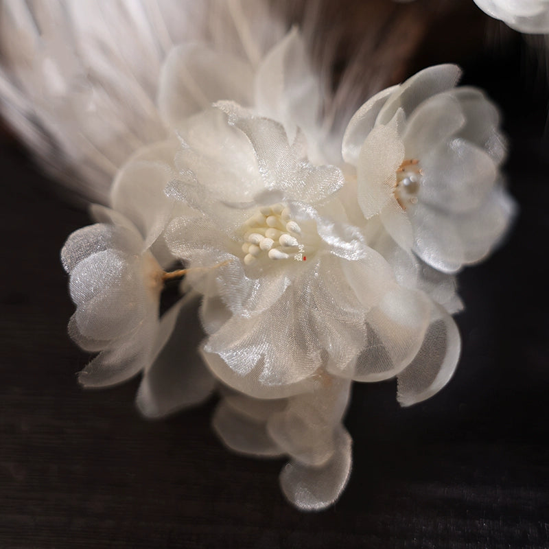 Pluma | Horquilla con plumas florales de 3 colores (翎羽)