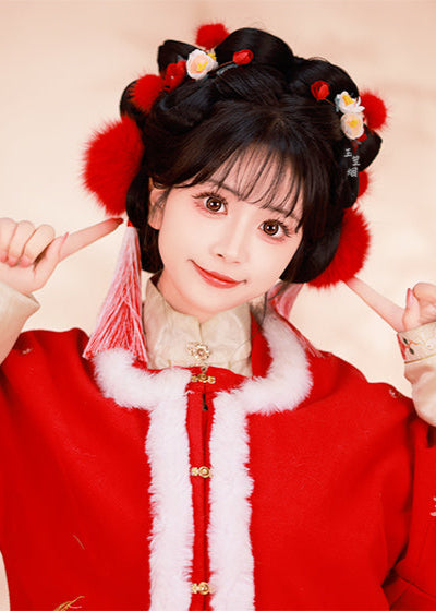 Lunar Snowball | 6 Fox Fur Pom Hair Pieces (雪月)