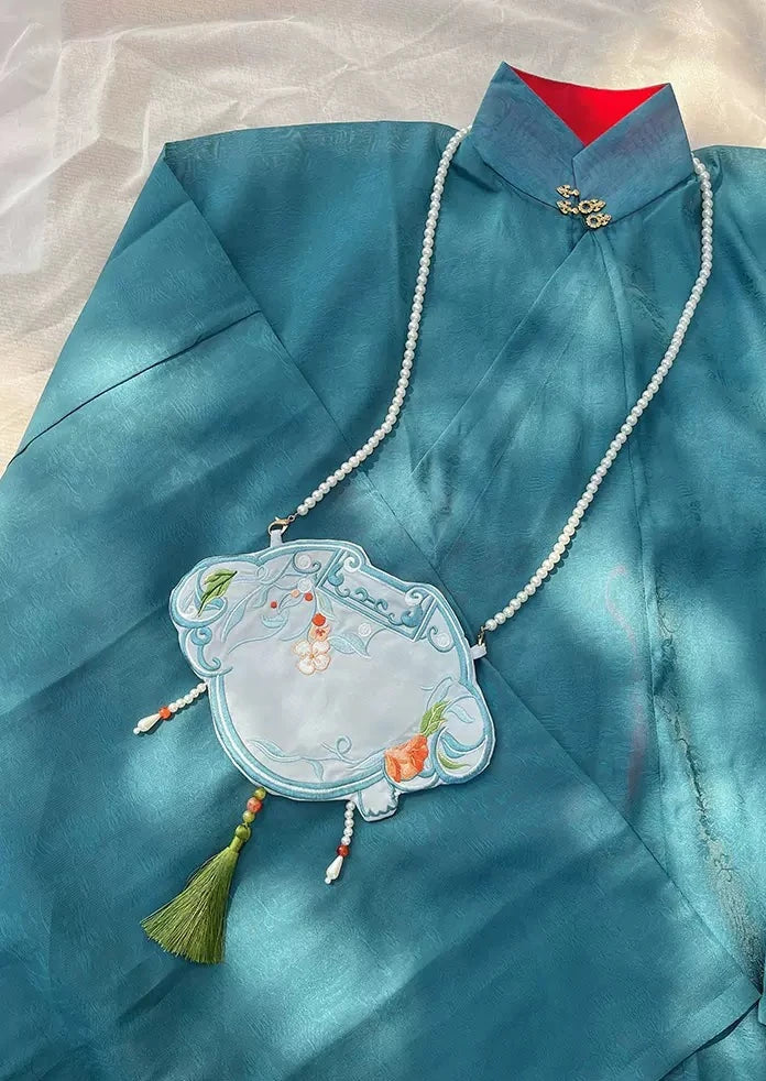 Floral and Sparrow | Blue Embroidered Bag