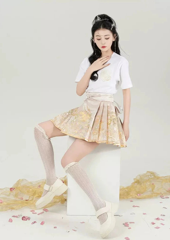 Peach Dragon | Modern Short Ma Mian Skirt (春山桃龙)
