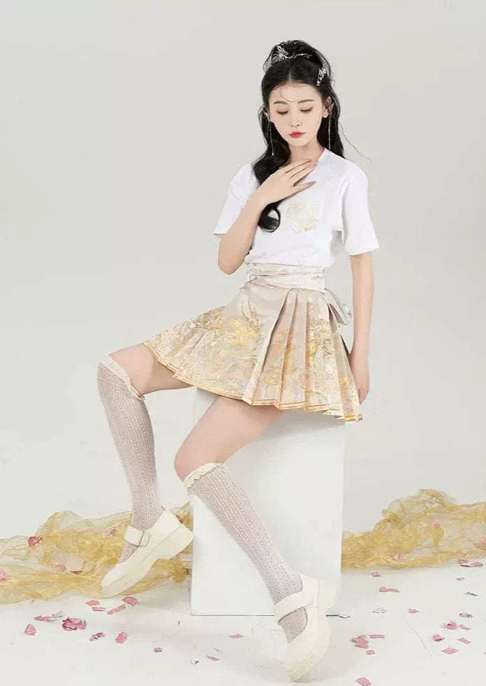 Peach Dragon | Modern Short Ma Mian Skirt (春山桃龙)