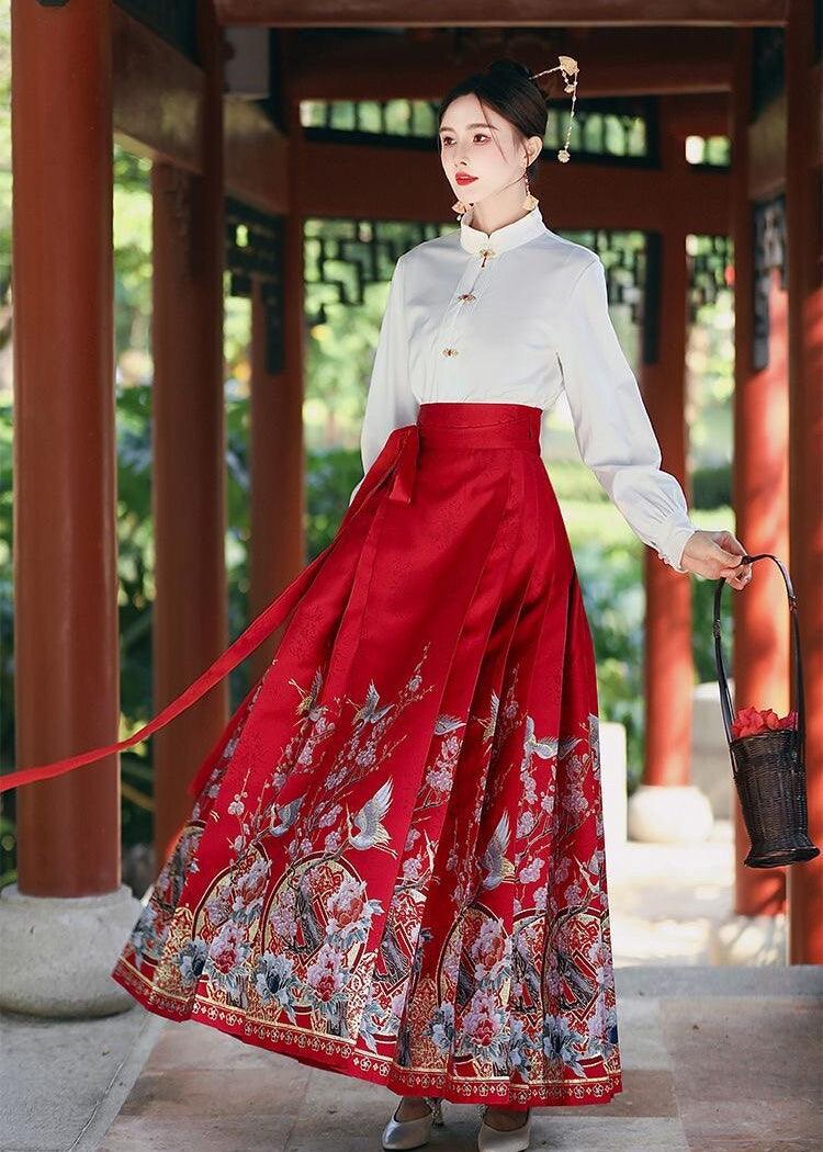 Crane Dance | 2-Piece Plus Ma Mian Skirt Set (鹤舞)