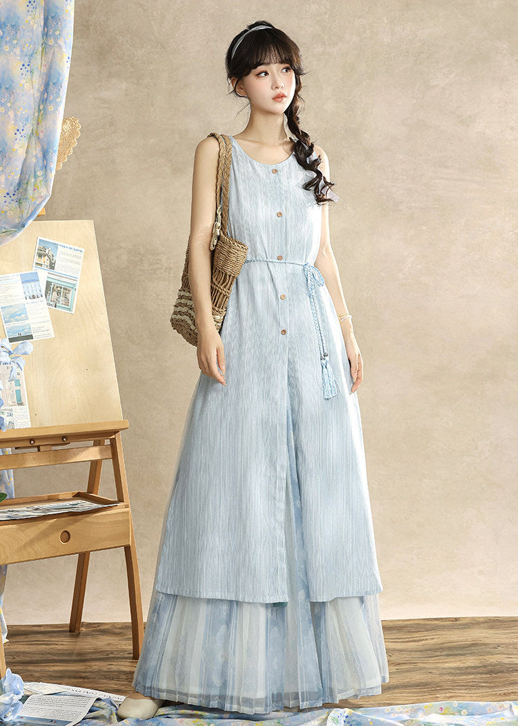 Dyed in Blue| 2-Piece Modern New Chinese Style Sleeveless Summer Dress(染蓝)