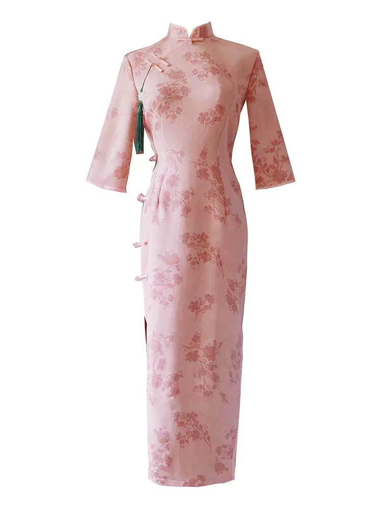 Pink Love | Printed Qipao Dress (粉颜)