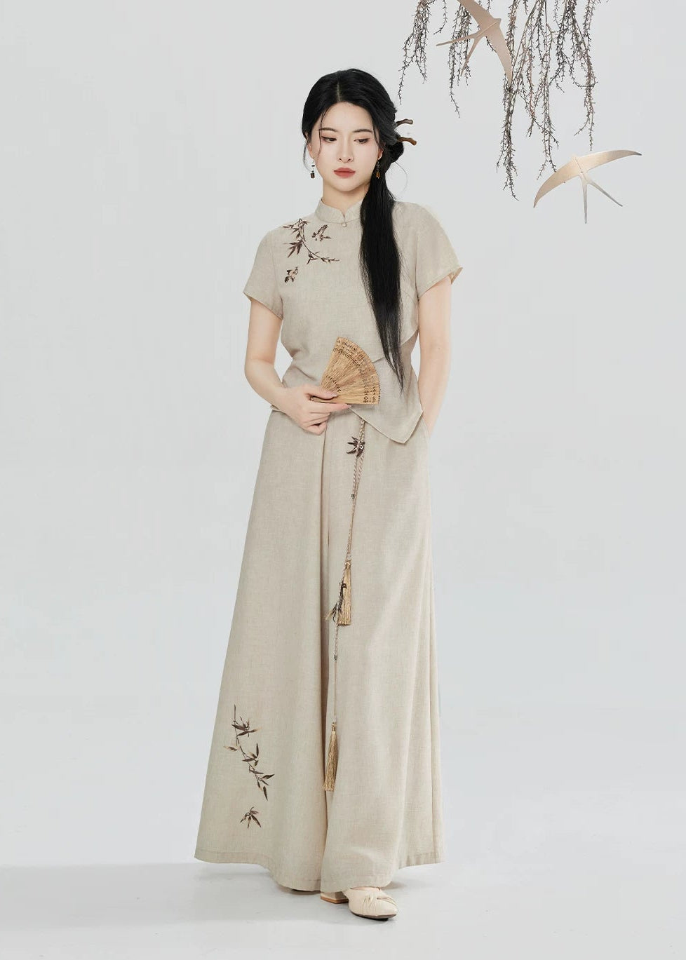 Sparrow Whisper | Modern 2-Piece Pants Set (枝头雀语)