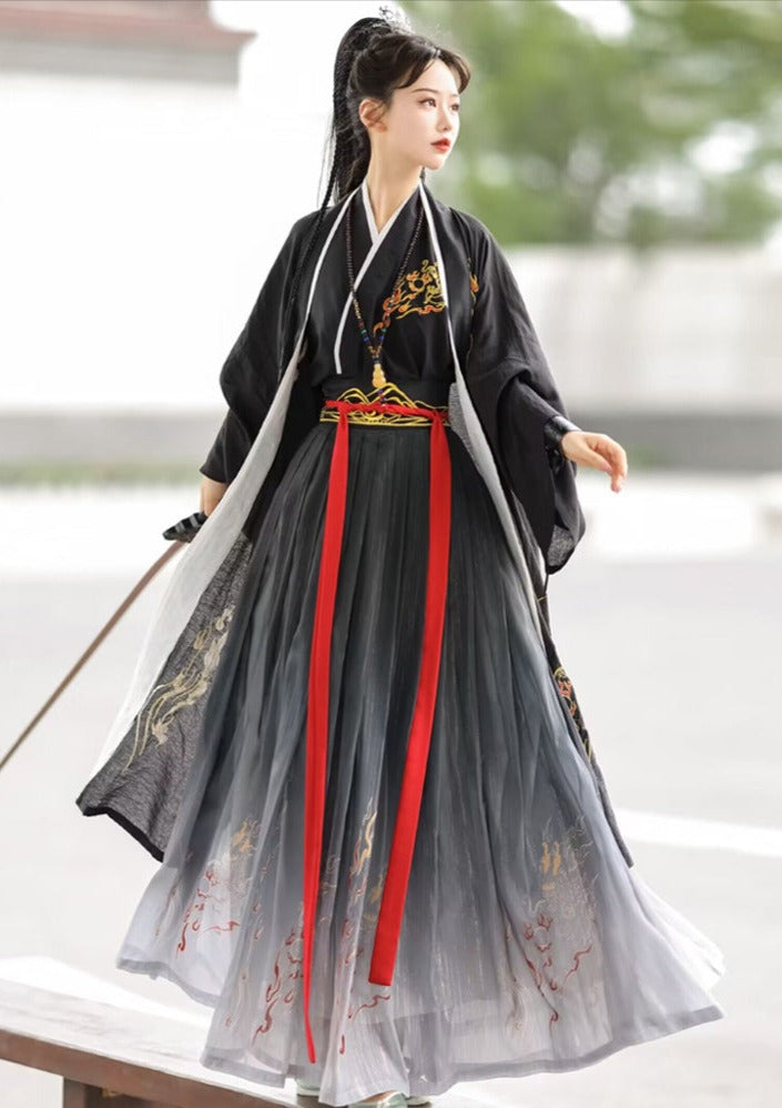 Hanfu Set Flame Bird | Unisex 5-Pieces Hanfu Set (惊鸿) – NewMoonDance