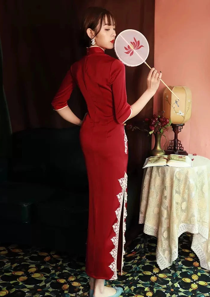 Ruby | Stain Qipao Dress (朱砂)