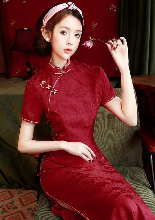 Wine Beauty | Red Qipao Dress (酒色佳人)