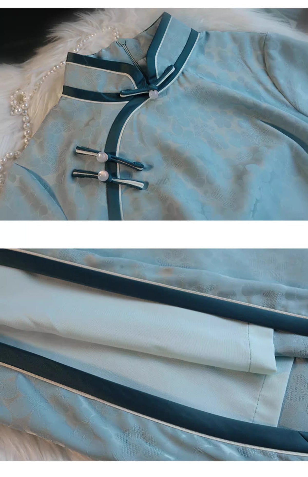 Blue Radiance | Satin Qipao Dress (花漾)