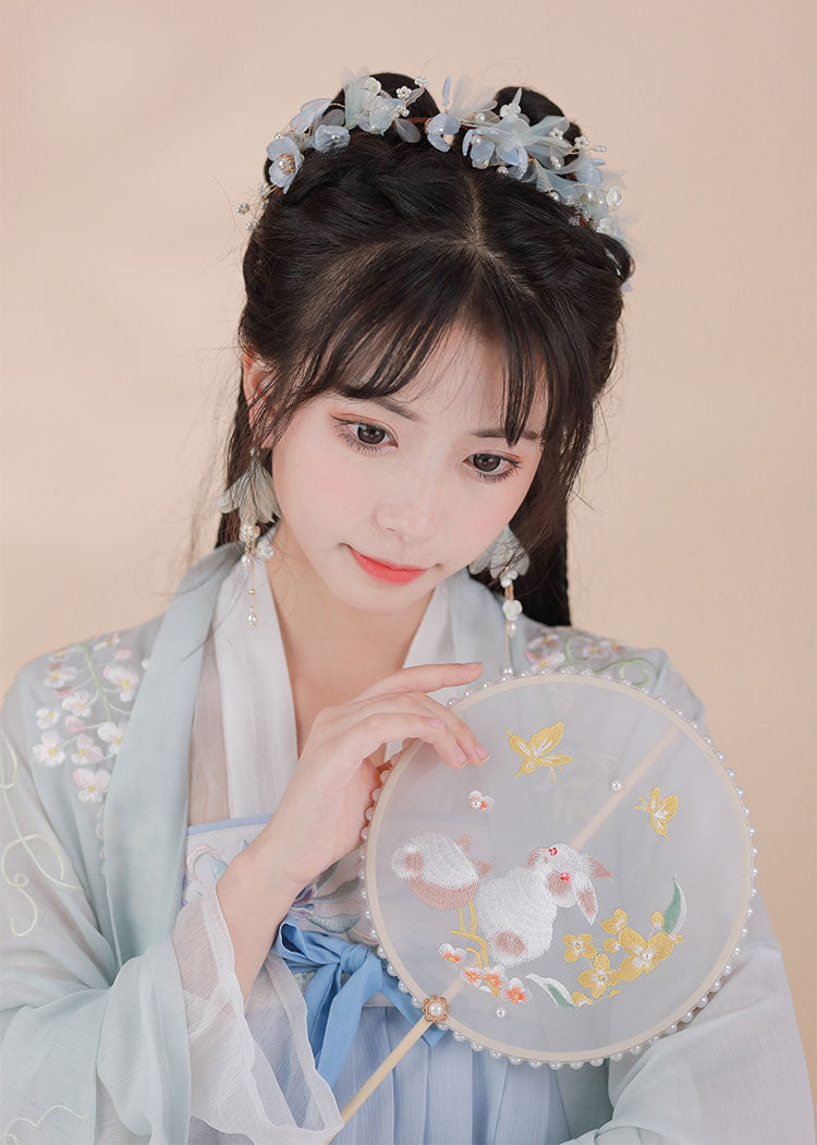 Orquídea Serena | Extensiones de Cabello de 2 Piezas con Flores (雪魄)