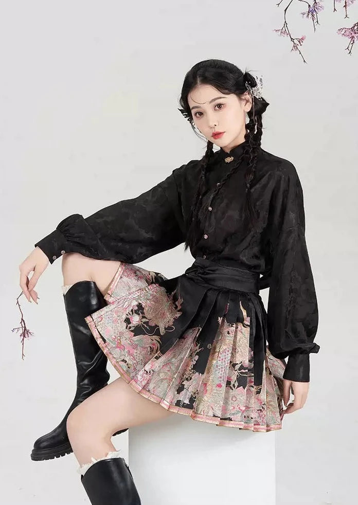 Peach Dragon | Modern Short Ma Mian Skirt (春山桃龙)