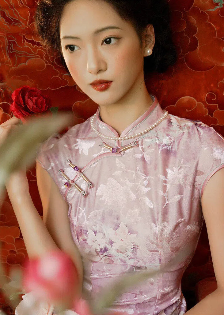 Peach Blush | Vintage Velvet Qipao (粉桃) – NewMoonDance