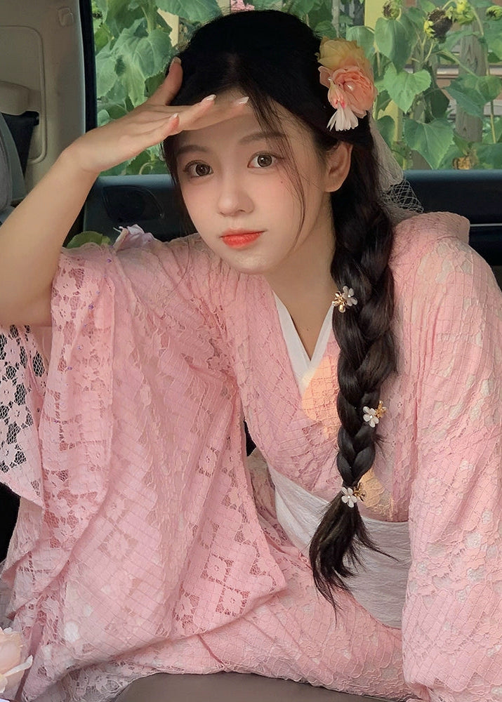 Sakura Bloom | 3-Piece Lace Asian Kimono (樱落)