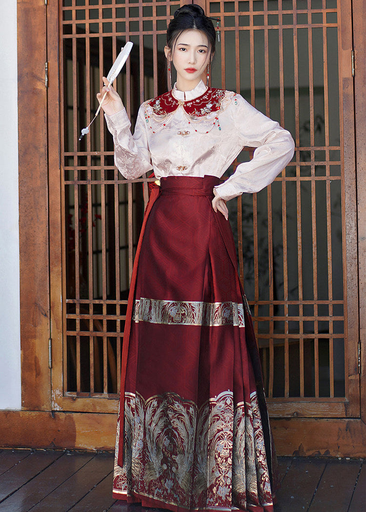 Little Jade | Plus Embroidered Ma Mian Skirt Set (点翠)