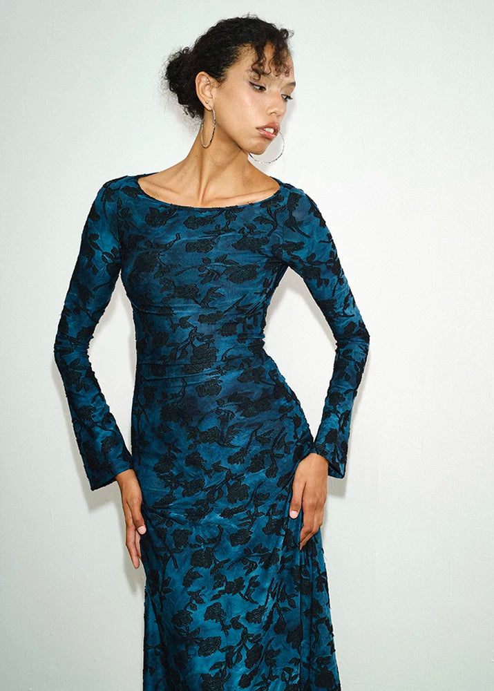 Blue Night | Modern Maxi Qipao Dress (蓝调之夜)