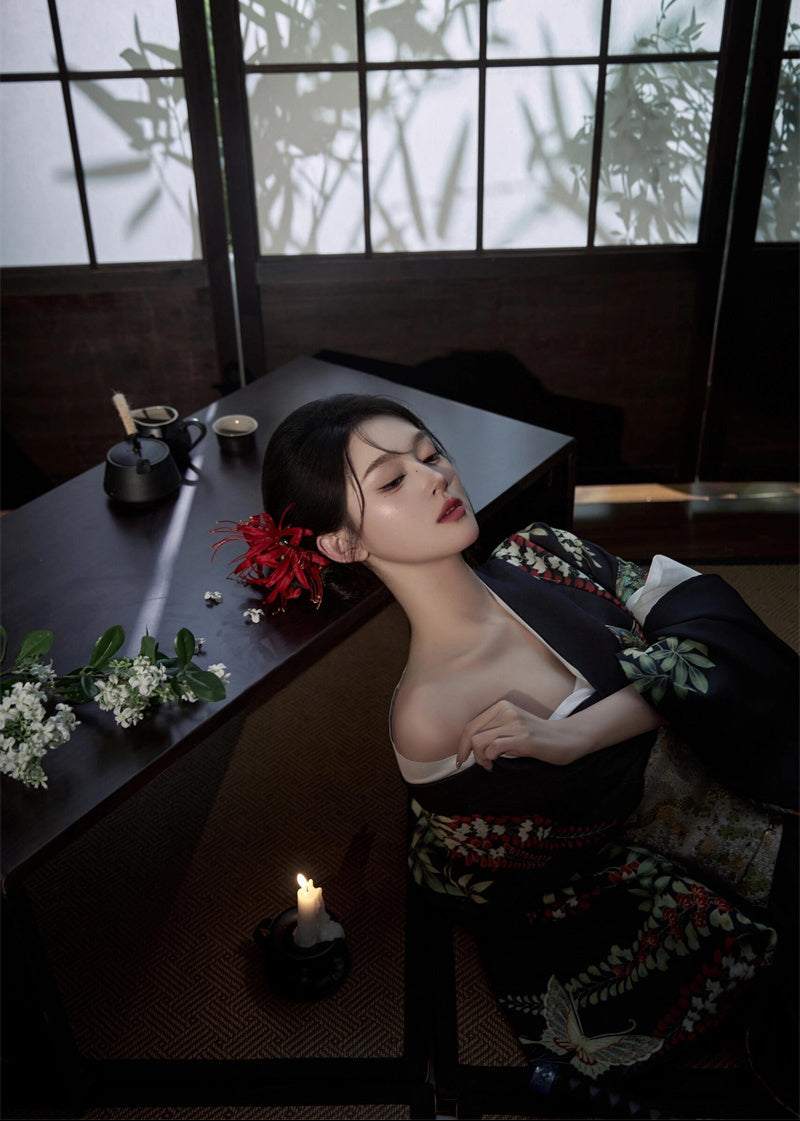 Midnight Sakura | 6-Piece Asian Kimono (夜樱)
