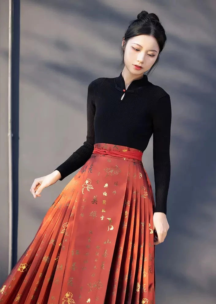 Jade | 9-Colors Mandarin Collar Ribbed Knit Top (落玉盘)