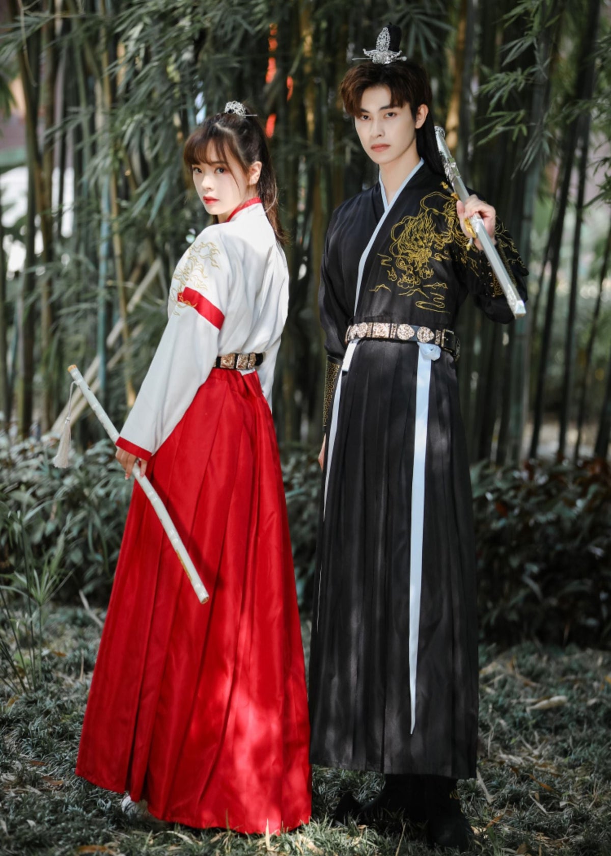 Black & White Knight | 4-Piece Unisex Couple Hanfu (黑白夜煞)