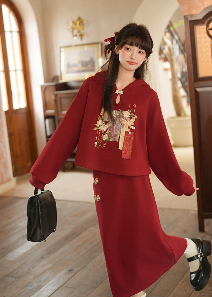 Jasmine Scroll | 2-Piece 2026 New Year Modern Hoodie (茉莉书卷)